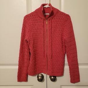 EUC Liz & Co. Medium, Pink Long-sleeved Zip-up Sweater